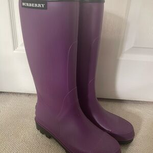 Burberry Women’s Violet Purple Rubber Rain Boots EU Size 38 NEW